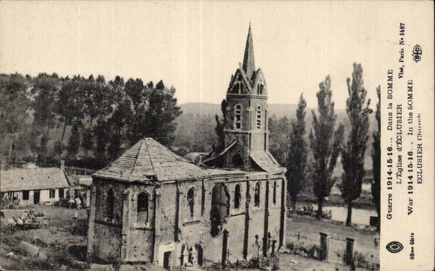 CPA Militaria Dans la Somme Eglise Eclusier 