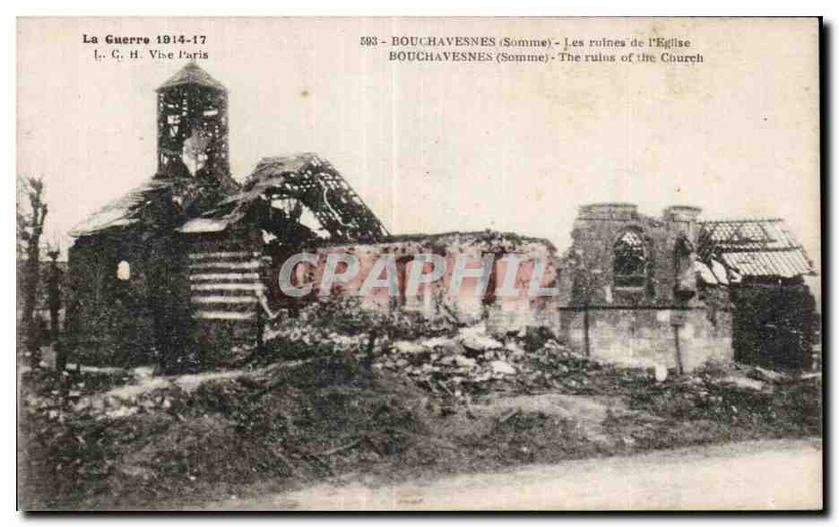 Bouchavesnes (Somme) — Les ruines de l'Église — L. G. H. Vise Paris, n° 593