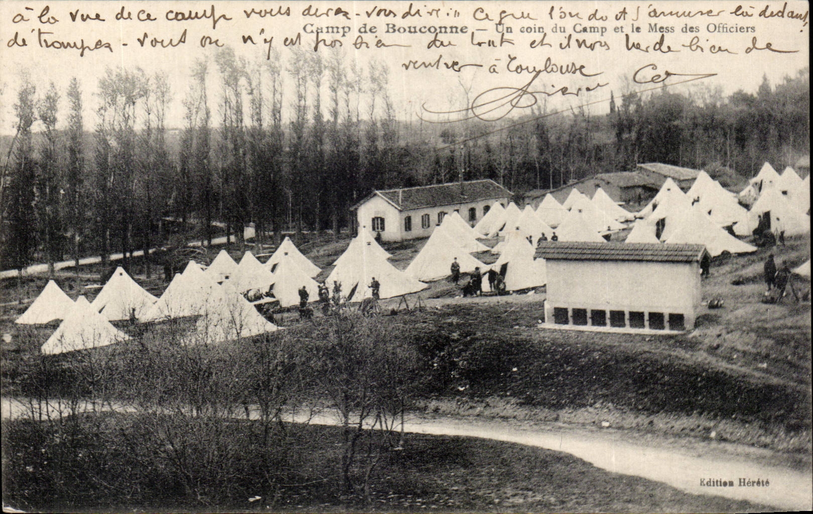 Camp de Bouconne — Vista del campamento y Comedor de Oficiales — Edición Hérété