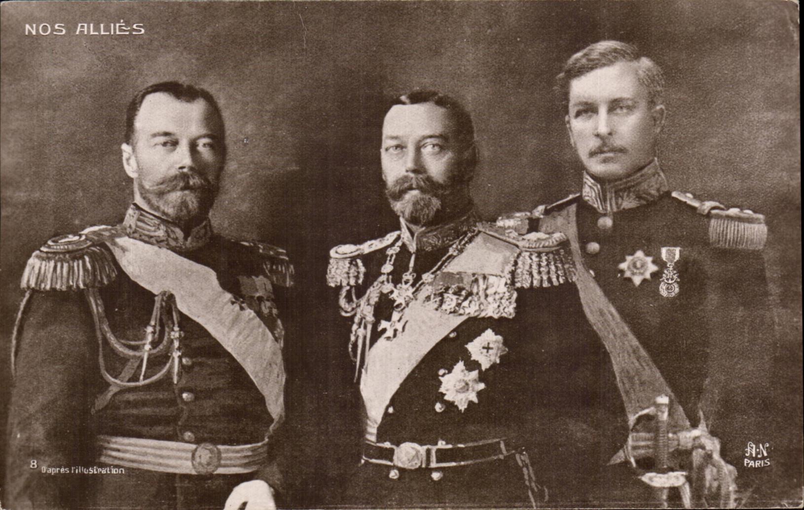 CPA Militaria Nos allies Albert 1er Tsar Nicolas Russie Russia