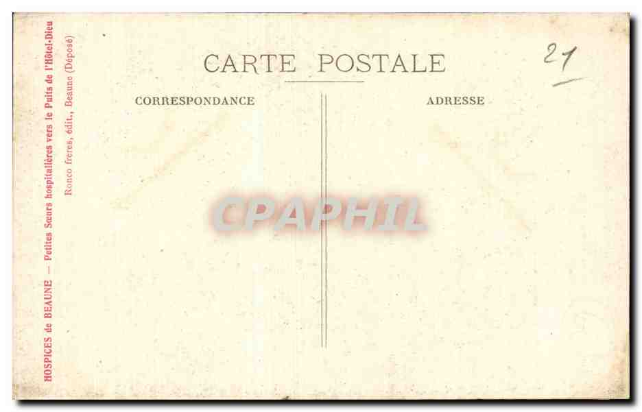 Deux petites sœurs hospitalières — Beaune — Ronco frères, édit., Beaune (Déposé) — Rückseite