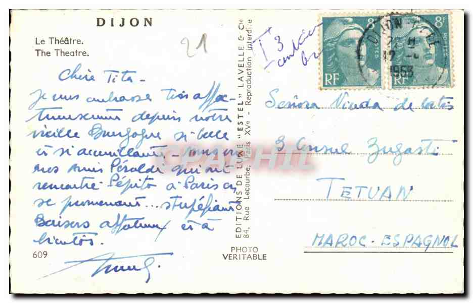 Dijon — Le Théâtre — Éditeur Estel, n°609 — Reverso