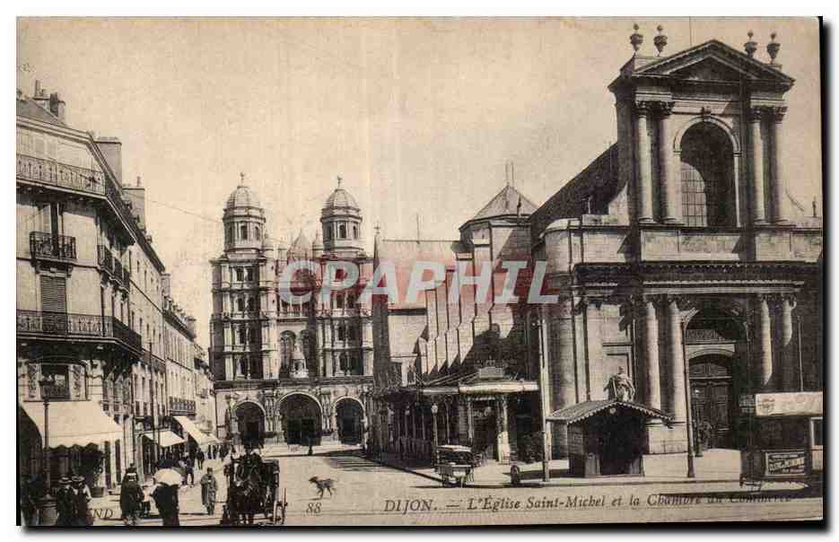 CPA Dijon Eglise Saint Michel et la chambre de commerce
