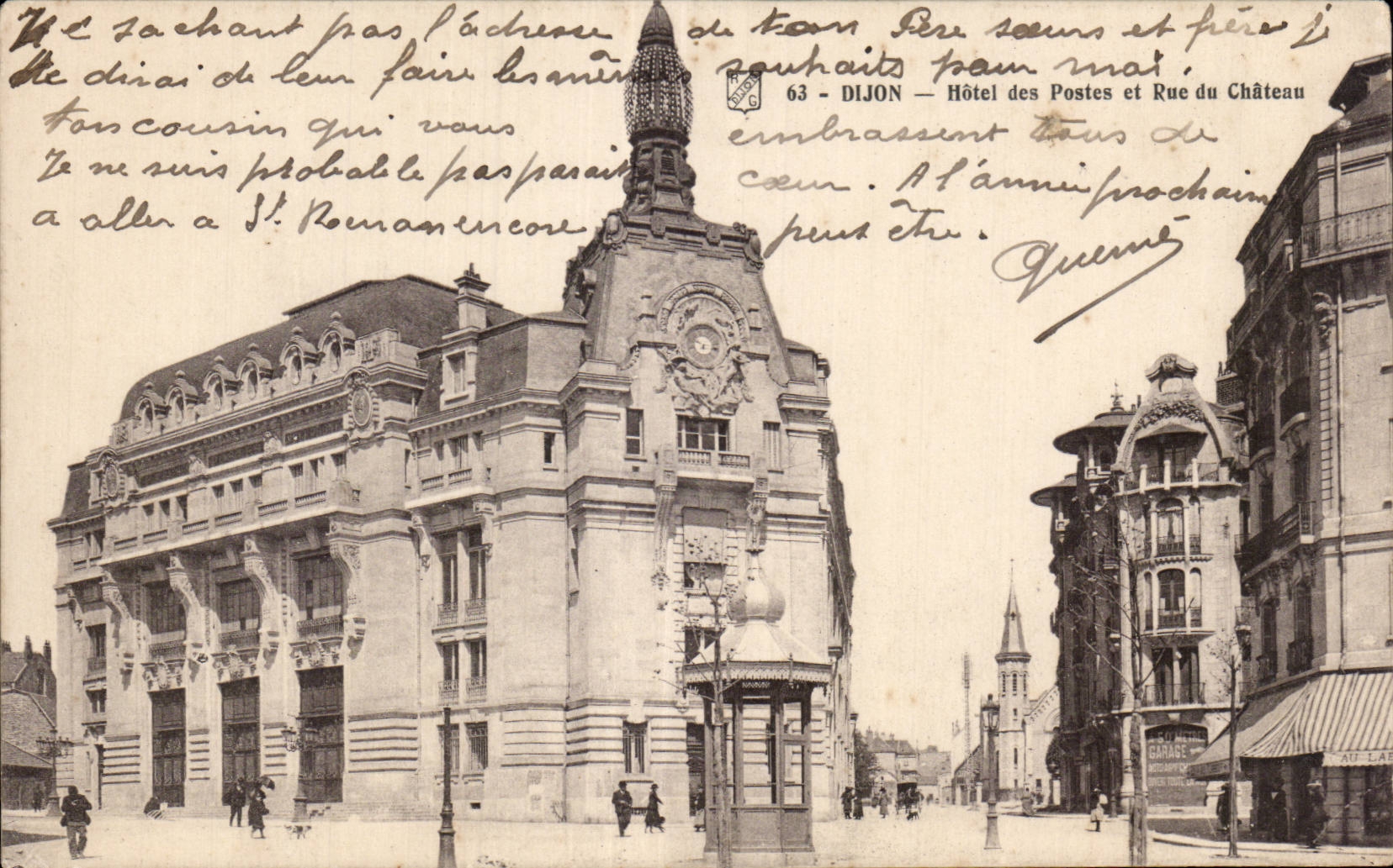 CPA Dijon Hotel des Postes et rue du chateau 