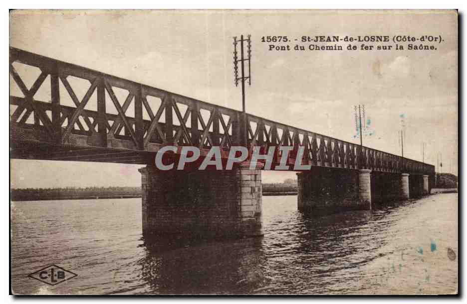 St-Jean-de-Losne (Côte-d'Or) — Pont du Chemin de fer sur la Saône — C.L.B. n°15675