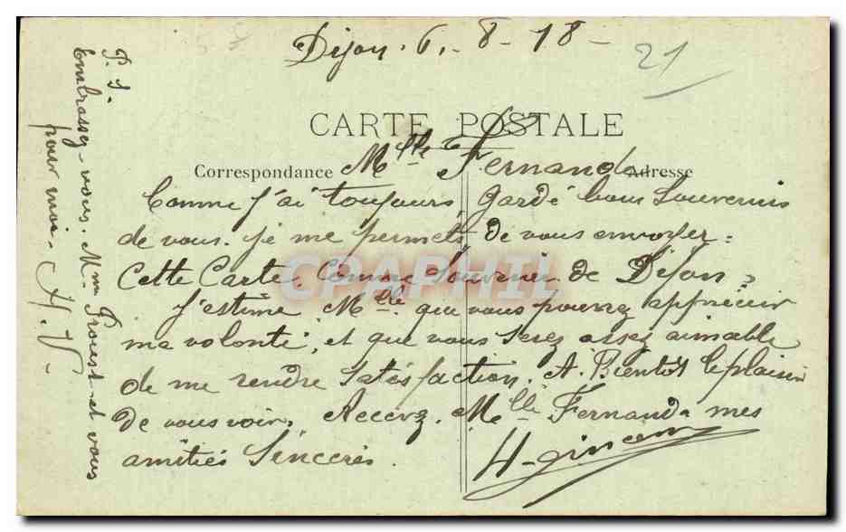 CPA Dijon Maison des Ambassadeurs Rue des Forges  — Rückseite