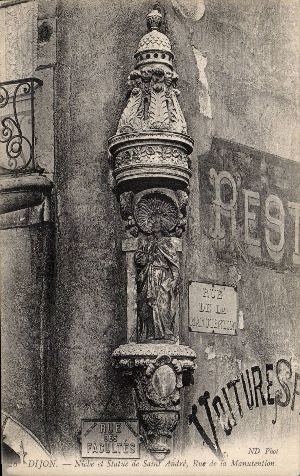 CPA Dijon Niche et statue de Saint Andre Rue de la Manutention