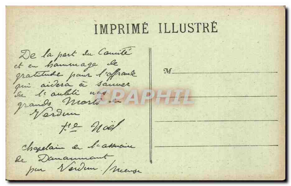 CPA Militaria Verdun Ossuaire provisoire de la bataille  — Rückseite