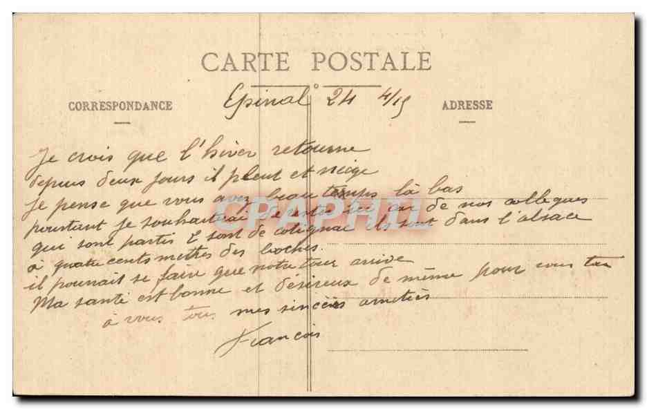 CPA Militaria Soldat Alsace Lorraine  — Rückseite
