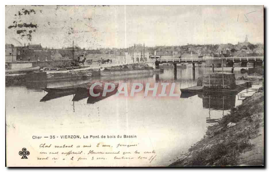 VIERZON — Die Holzbrücke des Bassins — Verlag unbekannt, Seriennummer nicht sichtbar