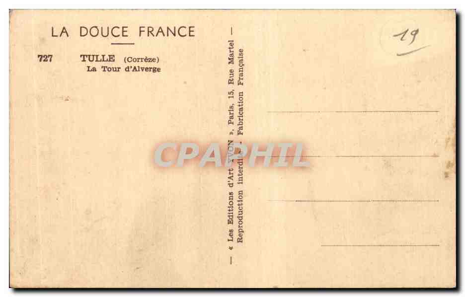 CPA Tulle La tour d Alverge — Rückseite