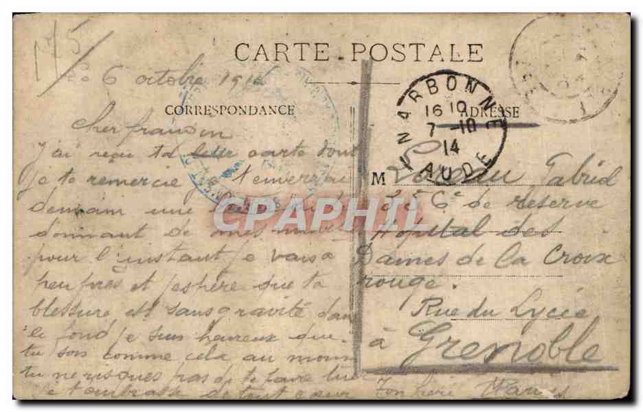 CARTE PHOTO Militaria Aux armes La revanche lion  — Verso