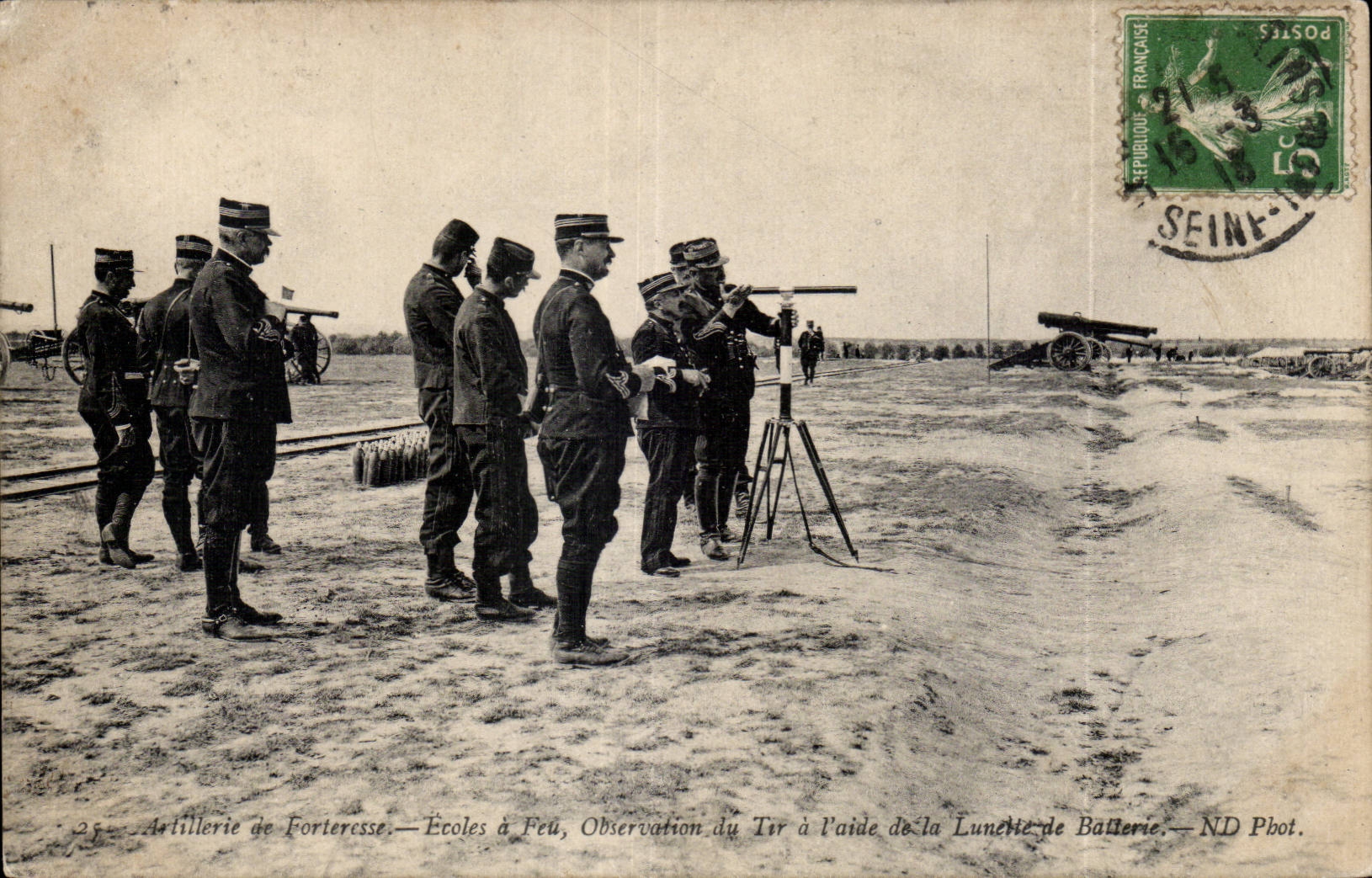 Artillería de fortaleza — Escuelas de fuego, observación del tiro con el anteojo de artillería — ND Pbot.