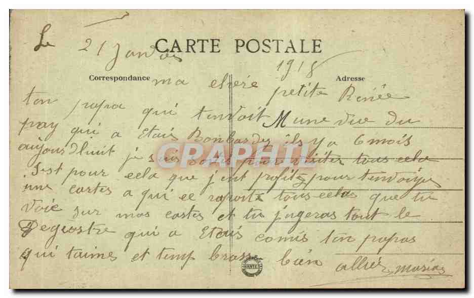 CPA Militaria Soissons Maisons bombardees par les allemands  — Rückseite