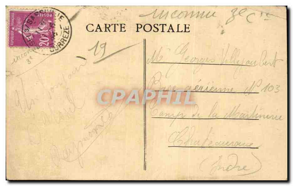 Ussel - L Eglise et rue St Martin CPA — Rückseite