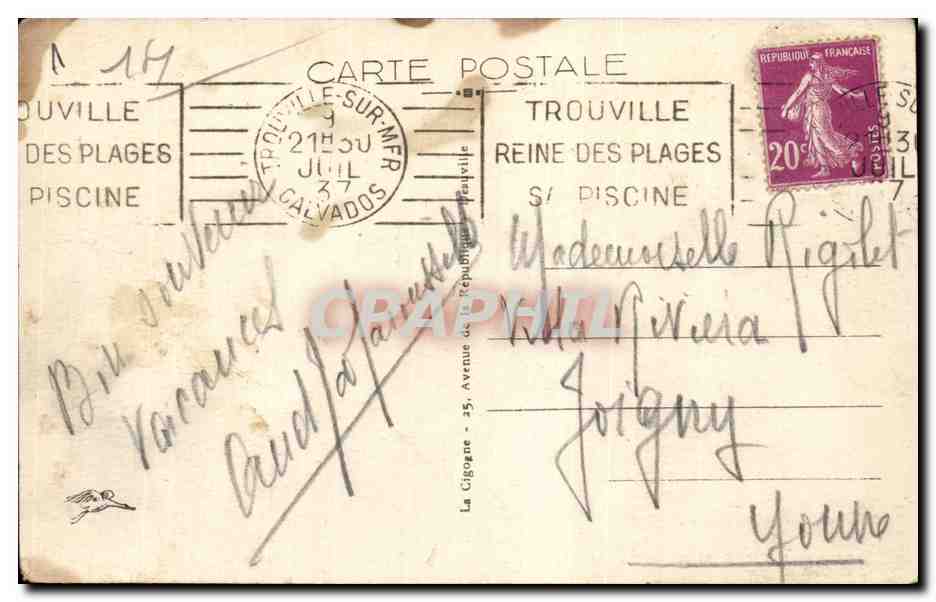 Deauville, The Flowering Beach — The Yacht Basin — Publisher CPAPHIL, No. 96 — Back