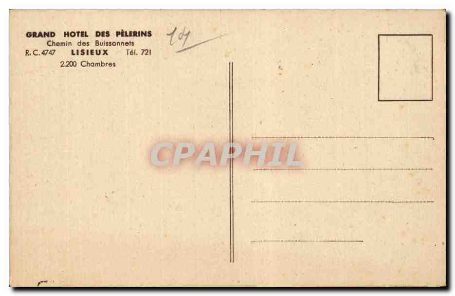 Lisieux - Hotel des Pelerins - Chemin des Buissonnets - CPA — Rückseite