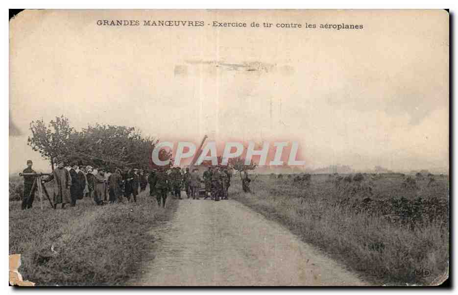 CPA Militaria Grandes manoeuvres Exercice de tir contre les aeroplanes