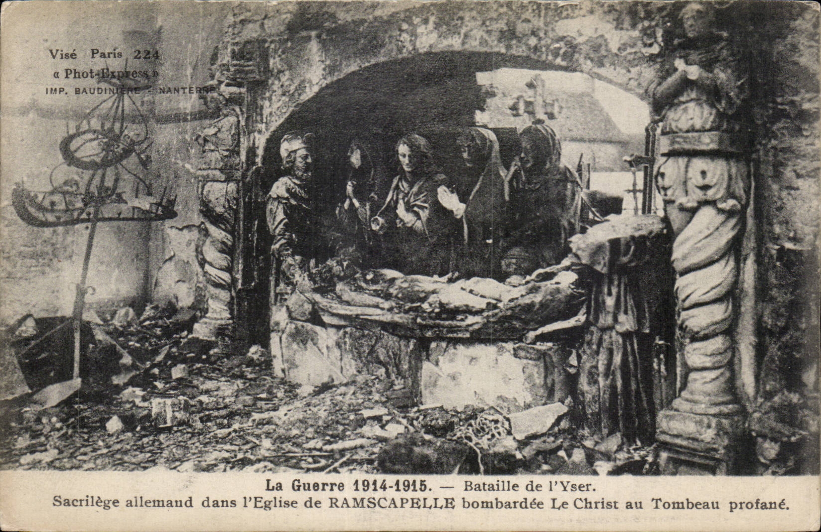 CPA Militaria Guerre de 1914 Bataille de l Yser Eglise de Ramscapelle 