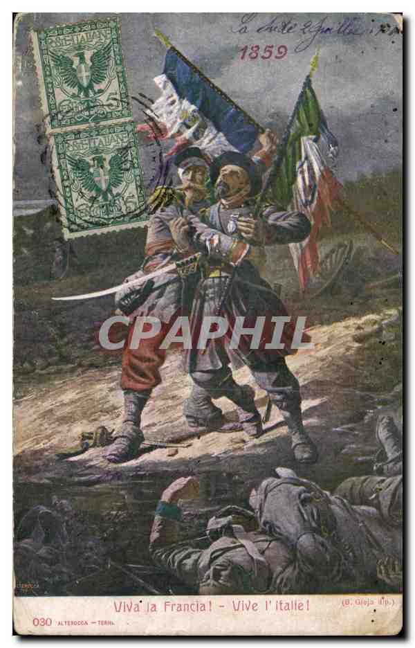 CPA Militaria Viva la Francia ! Vive l Italie !