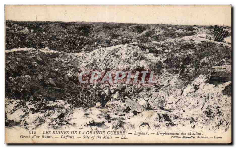 CPA Militaria Les ruines de la grande guerre Laffaux Emplacement des Moulins 
