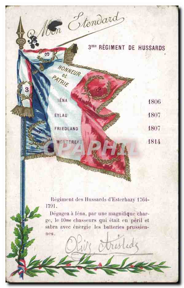 CPA Militaria La grande guerre 1914 3eme regiment de Hussards Regiment de Estehazy (1764 1791)