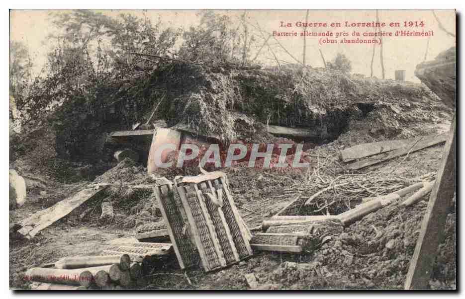 Batterie allemande près du cimetière d'Hériménil — obus abandonnés — éditeur Lyon, n° 44