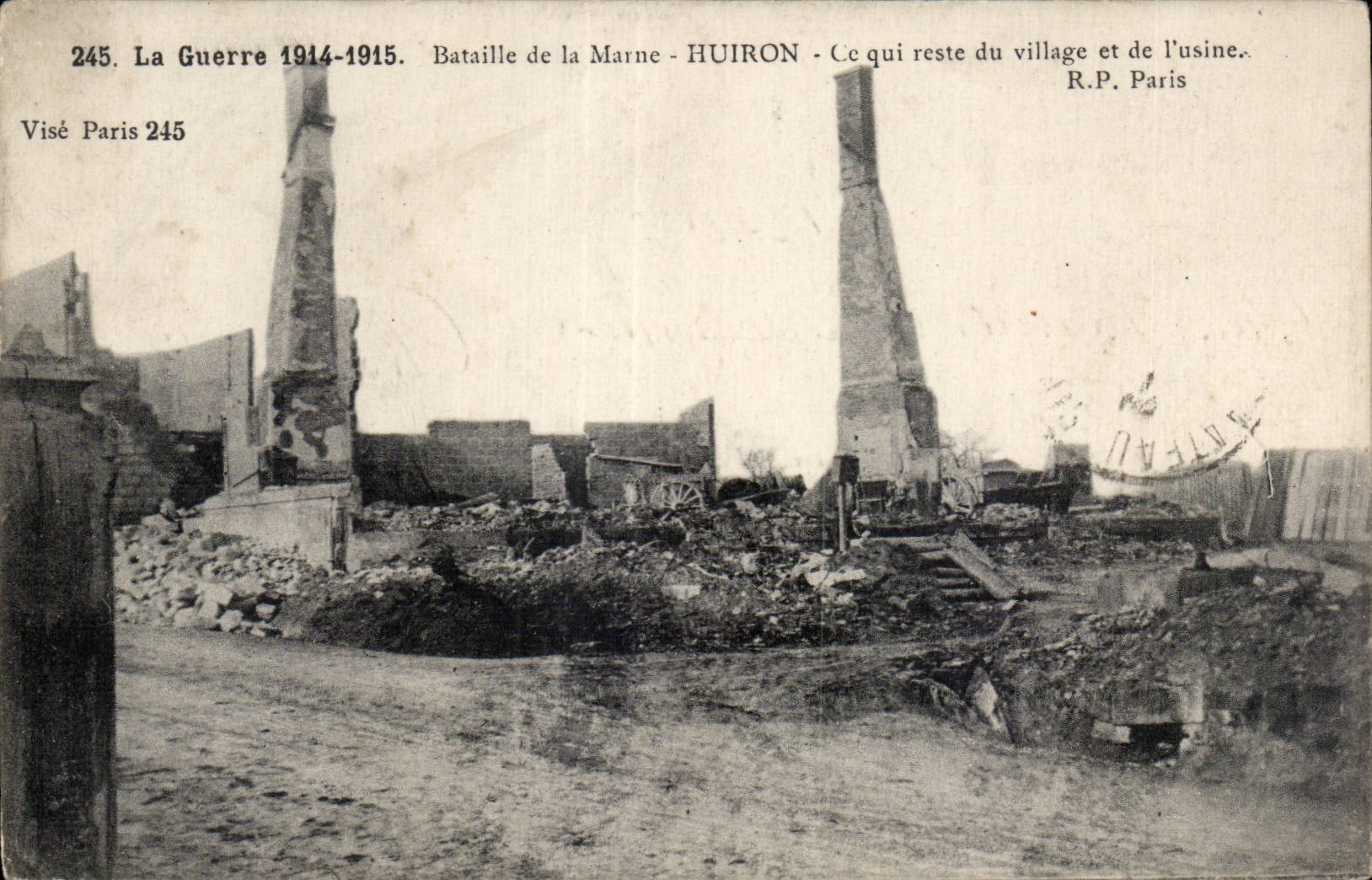 CPA Militaria La grande guerre 1914 Bataille de la Marne Huiron Ce qui reste du village et de l usine
