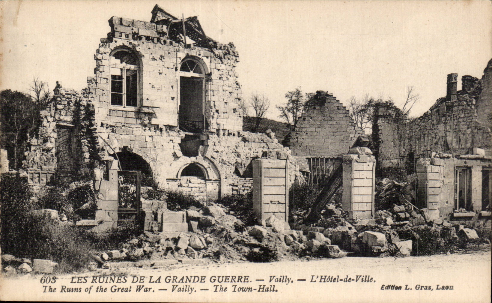 Vailly — L'Hôtel-de-Ville — Ruines de la Grande Guerre — Édition L. Gras, Laon