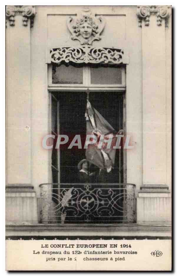 CPA Militaria Le conflit europeen en 1914Le drapeau du 132eme d infanterie bavaroise 