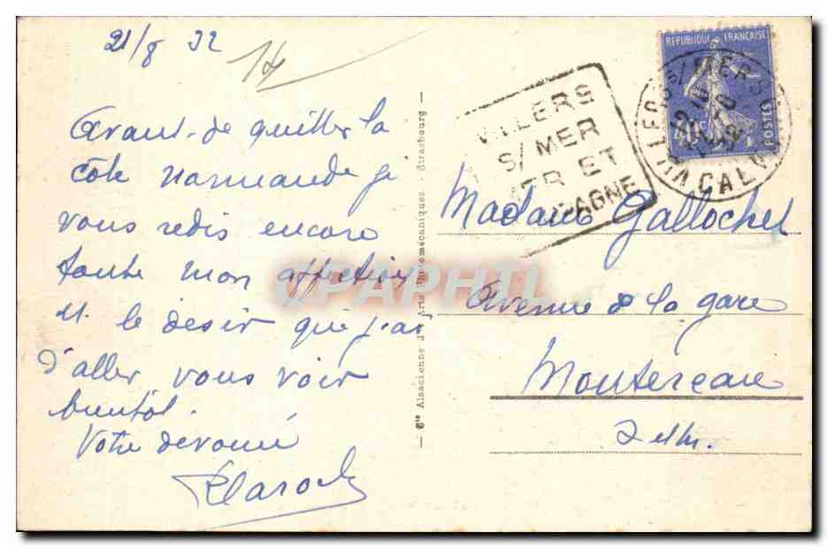 Villers-sur-Mer — Vue prise des Falaises — éditeur A. Alainciene & Cie, n°69 — Reverso