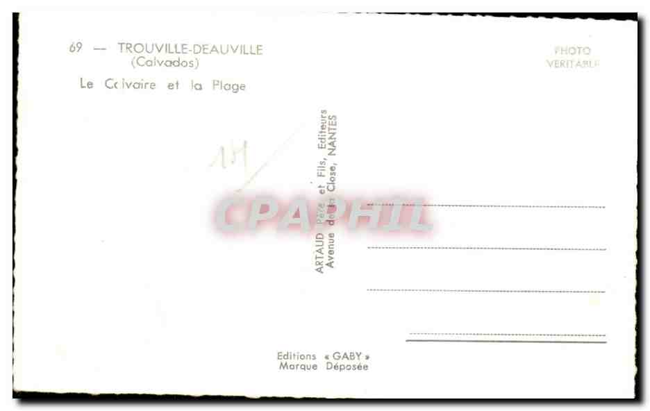 Trouville Deauville - Le Calvaire et la Plage - CPA  — Verso
