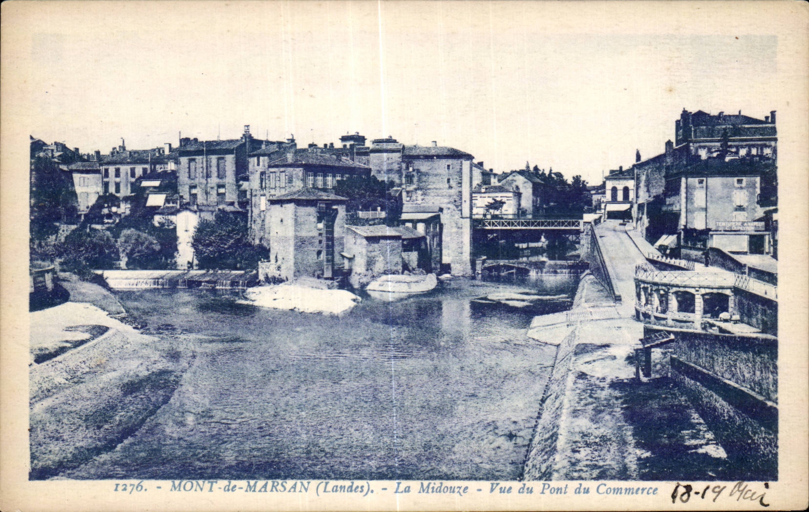 Mont-de-Marsan (Landes) — La Midouze — Vue du Pont du Commerce — éditeur Bromolyppie Gauatreau, Langon (Gironde), n° 1276