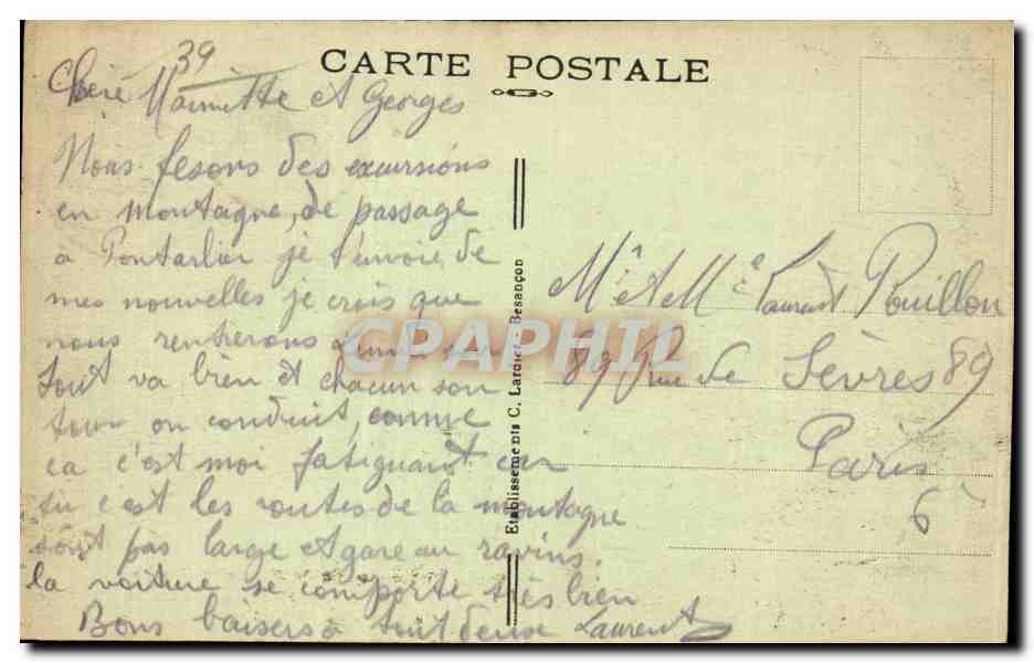 Mouthier Haute Pierre - Source de la Loue - CPA — Rückseite