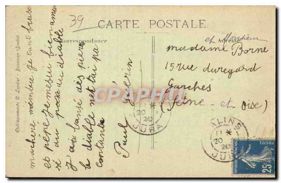 Salins les Bains - Foret de la Joux - CPA — Rückseite