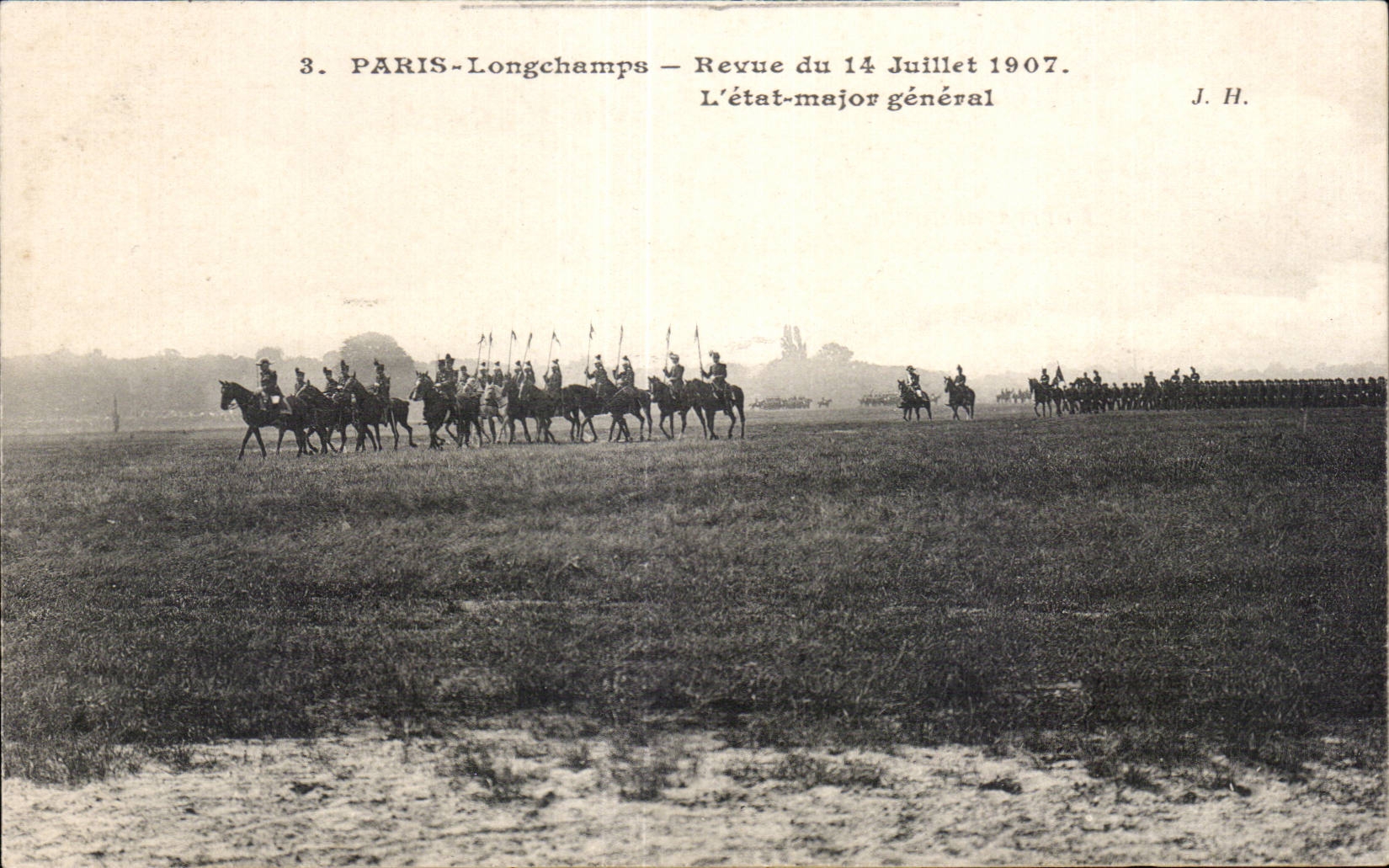 CPA Militaria Paris Longchamps REvue du 14 juillet 1907 L etat major general