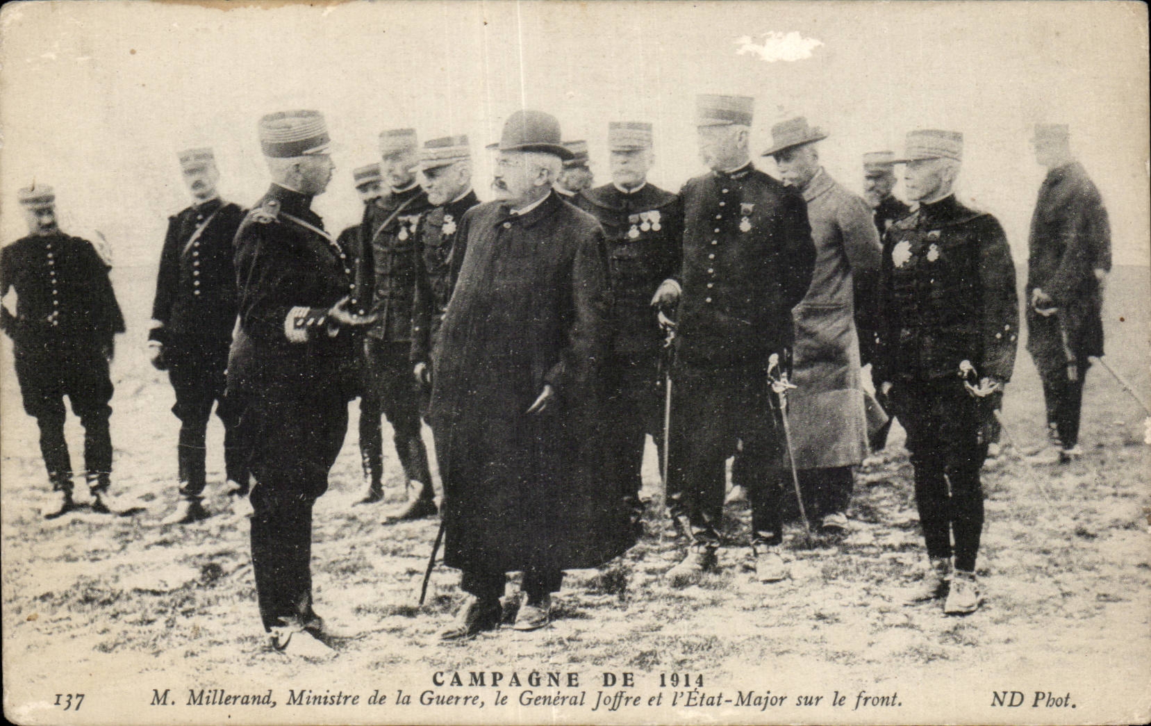 CPA Militaria Campagne de 1914 Millerand Ministre de la Guerre General Joffre et l etat major