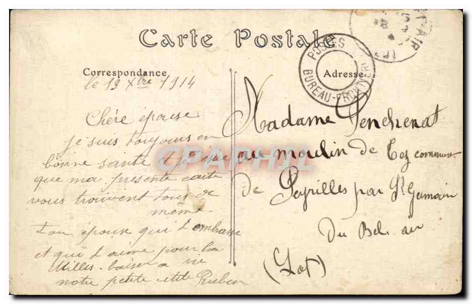 CPA Militaria Campagne de 1914 Millerand Ministre de la Guerre General Joffre et l etat major — Rückseite
