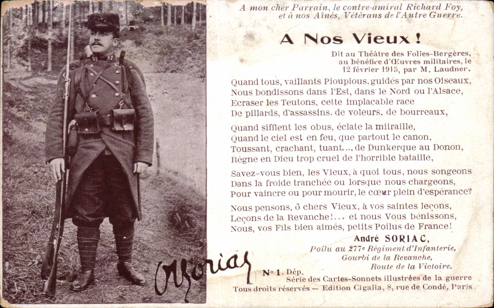 CPA Militaria Soldat A nos vieux !