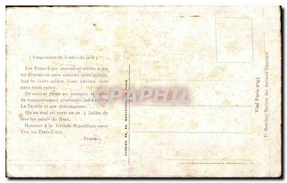 CPA Militaria Pour la liberte du monde Pour la victoire General Petain Wilson Joffre — Rückseite