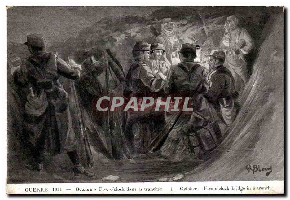 Guerre 1911 — Octobre — Five o'clock dans la tranchée — G. Blouet