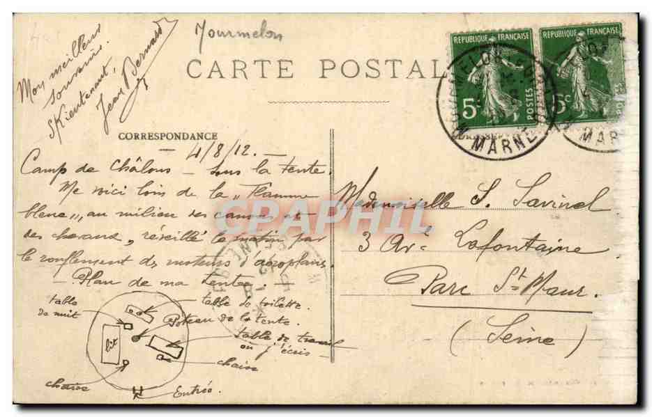 CPA Militaria Ecole a feu Canons — Rückseite