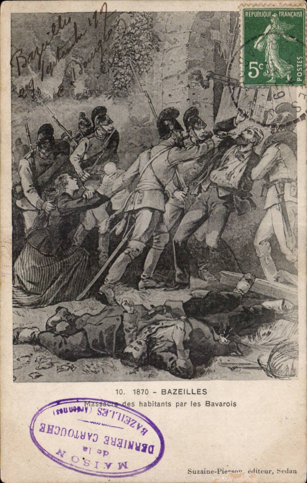 CPA Militaria Bazeilles Massacre des habitants par les Bavarois 