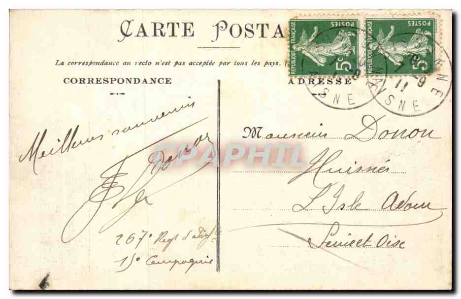 CPA Militaria Camp de Sissonne Un coin du campement — Rückseite