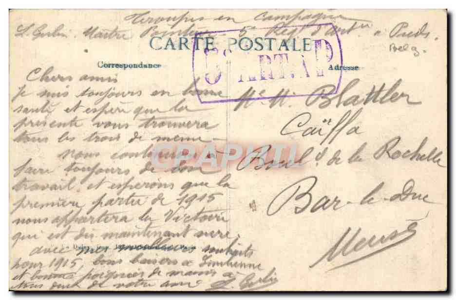 Furnes — L'Hôtel qui a reçu un obus quelques minutes avant l'arrivée de M. Poincaré et le roi des Belges — Photo Chusseau Flavien, Série 10 — Reverso