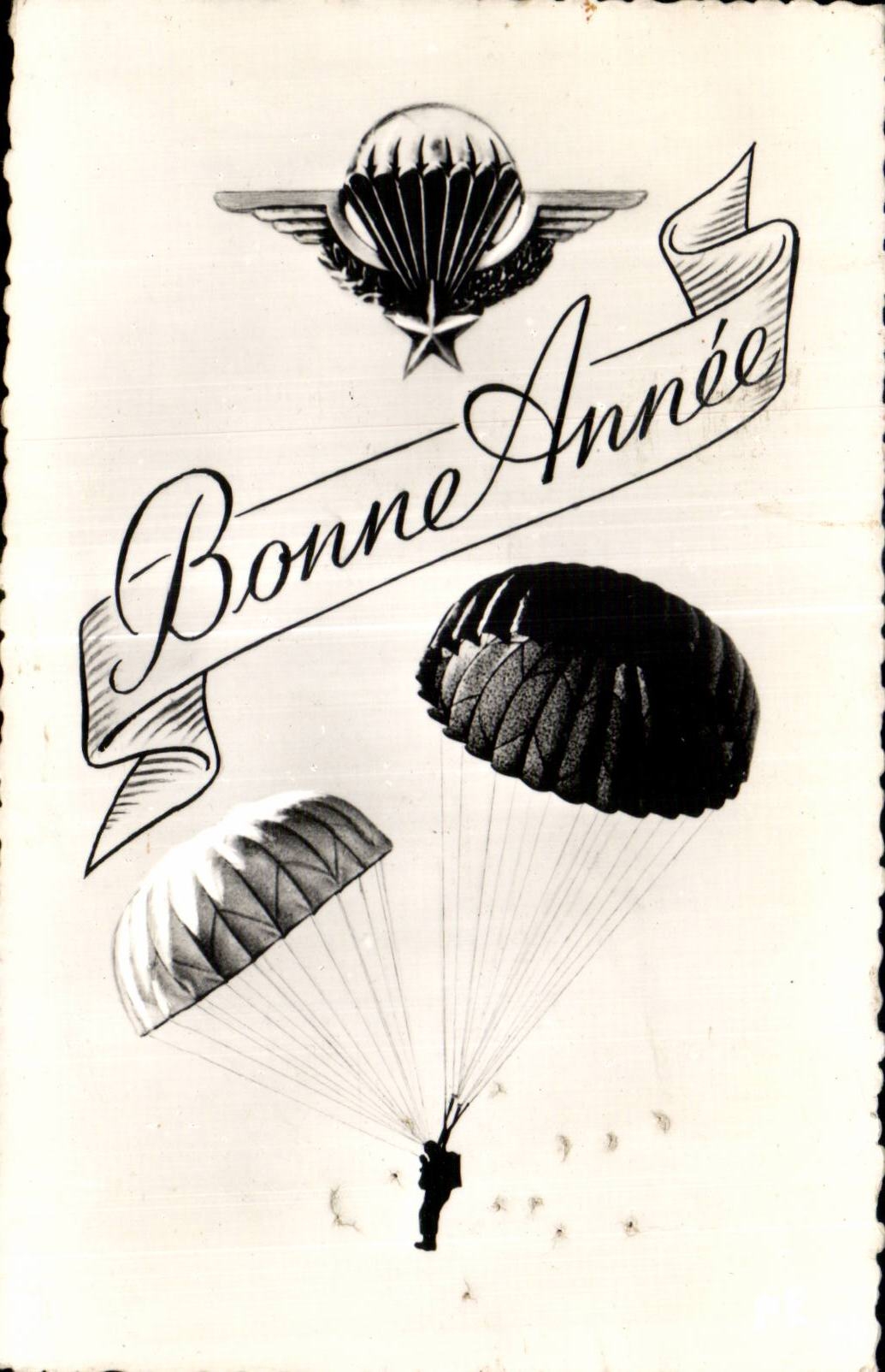 CPA Militaria Guerre 1939 1945 Bonne annee Parachute