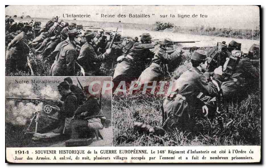 CPA Militaria Infanterie Reine des batailles 148eme regiment d infanterie