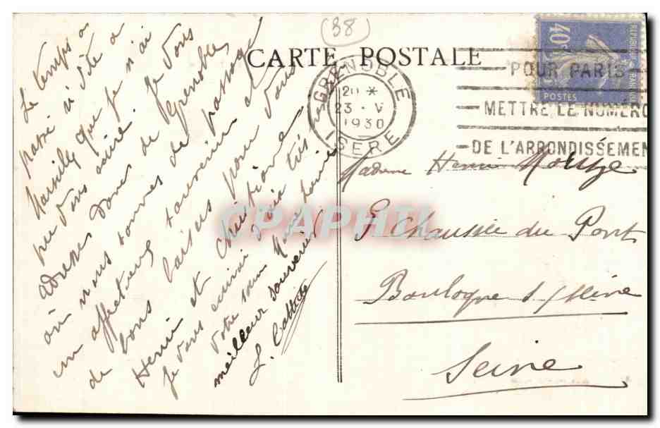 Dauphine - Grenoble - Vue Generale et le Cours Jean Jaures - CPA  — Verso