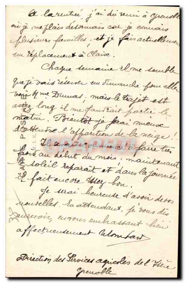 Claix (Isère) — Le Fort de Comboire et la Chaîne des Alpes — Édit. Mathieu, n° 497 — Verso