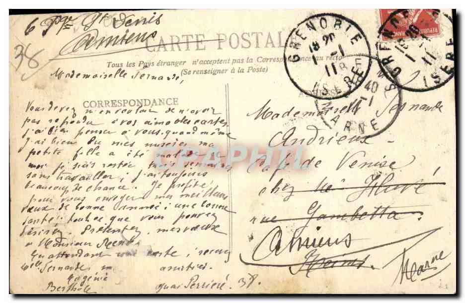 Grenoble - La Place Victor-Hugo et la Chaîne des Alpes - E.R. n°42 — Achterkant